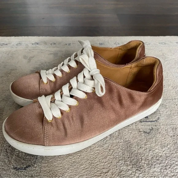 Sezane Jack Trainers Rose Gold Satin FR 38 US 7 RARE